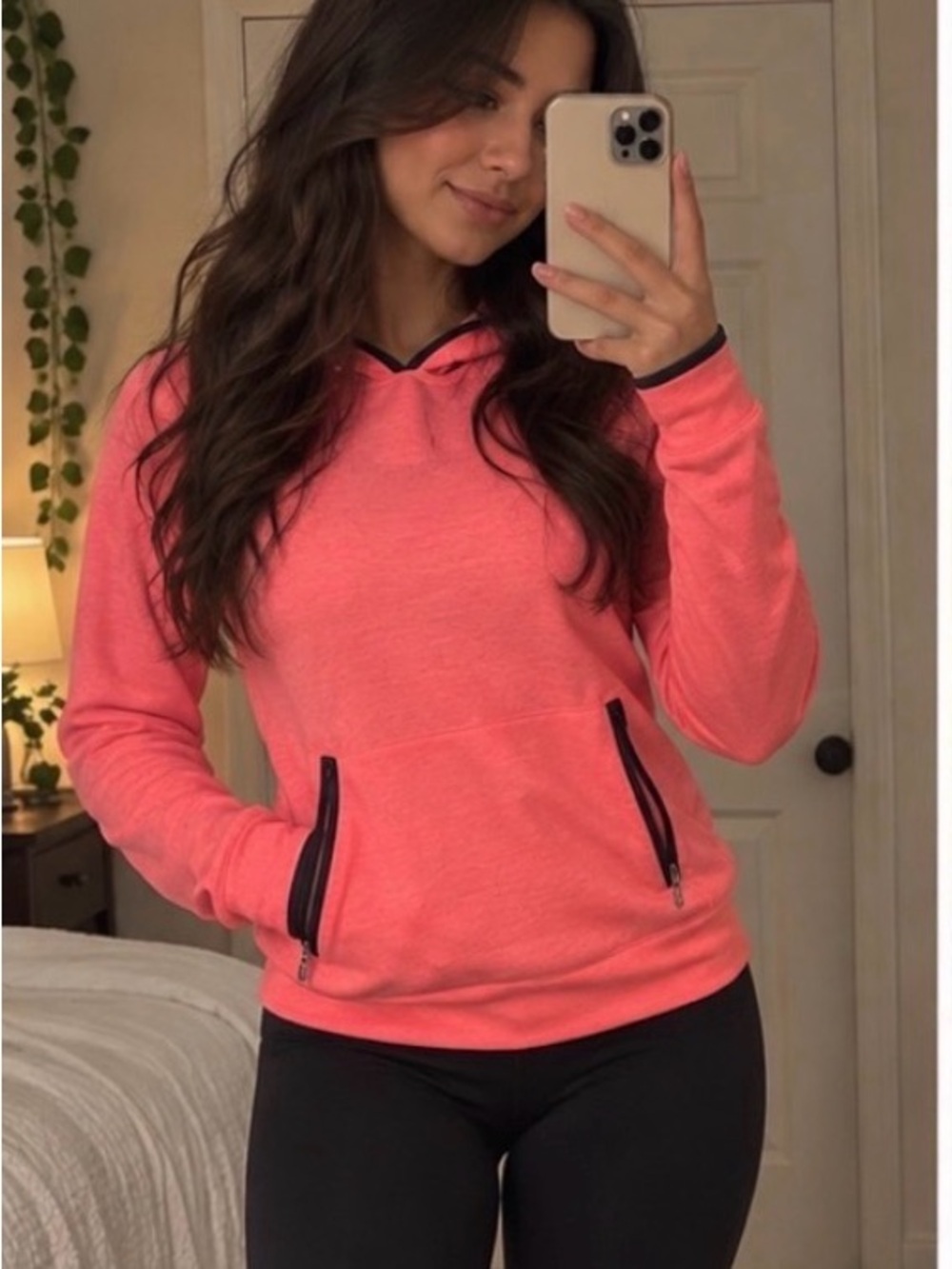 Authentic American Heritage Coral Hoodie with Black Trim